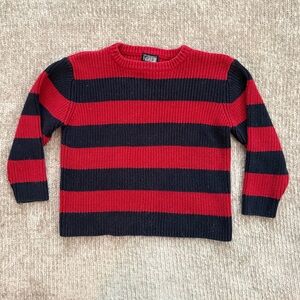 Children’s Place Red & Navy Stripe Knit Sweater Size 5/6 Rugby Nautical